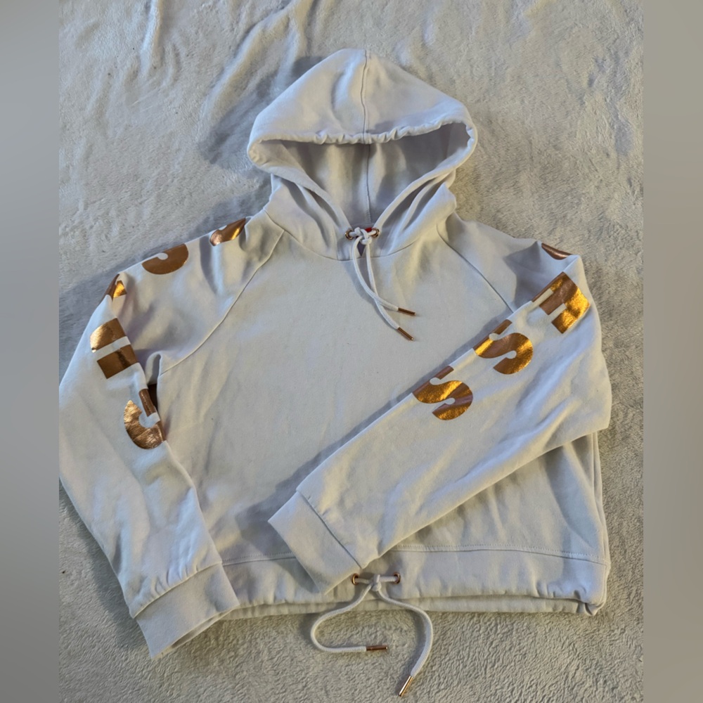 Guess White Hoodie with Gold Lettering